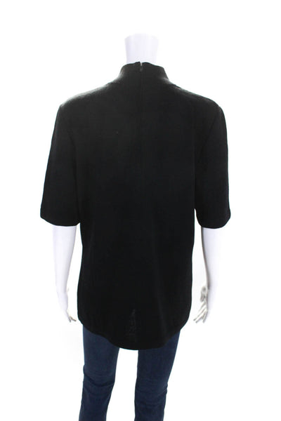 St. John Basics Womens Back Zip Mock Neck Santana Knit Top Black Size Medium