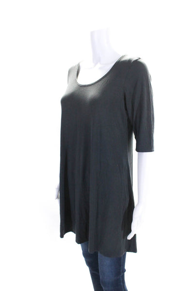 Eileen Fisher Womens Half Sleeve Scoop Neck Mini Shirt Dress Gray Size Medium