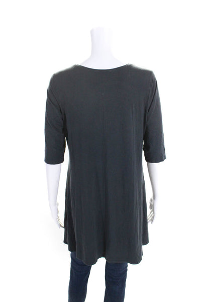 Eileen Fisher Womens Half Sleeve Scoop Neck Mini Shirt Dress Gray Size Medium