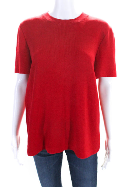 St. John Collection By Marie Gray Womens Santana Knit Shirt Red Wool Size Medium