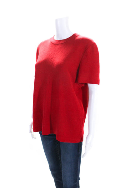 St. John Collection By Marie Gray Womens Santana Knit Shirt Red Wool Size Medium