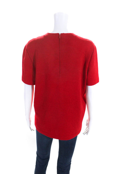 St. John Collection By Marie Gray Womens Santana Knit Shirt Red Wool Size Medium