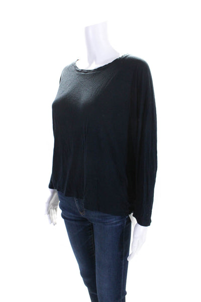 Vince Womens Long Sleeve Scoop Neck Lightweight Tee Shirt Navy Size Large