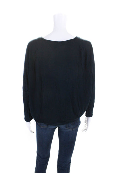 Vince Womens Long Sleeve Scoop Neck Lightweight Tee Shirt Navy Size Large