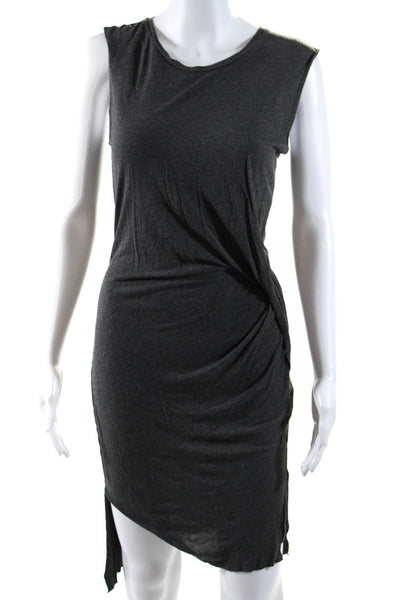 Allsaints Womens Gathered Draped Sleeveless Jersey Sheath Dress Gray Size 6