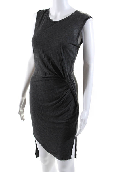 Allsaints Womens Gathered Draped Sleeveless Jersey Sheath Dress Gray Size 6