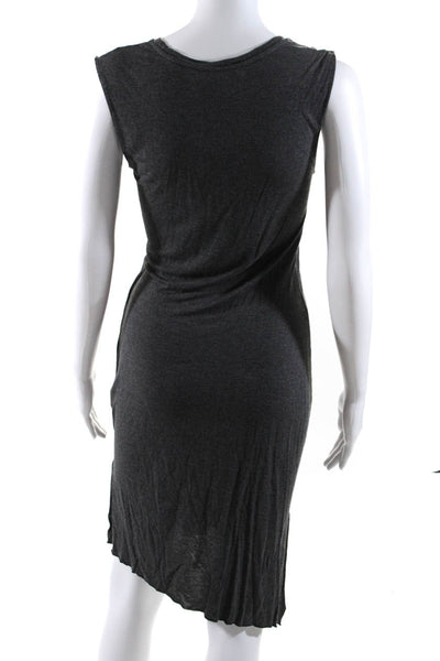 Allsaints Womens Gathered Draped Sleeveless Jersey Sheath Dress Gray Size 6