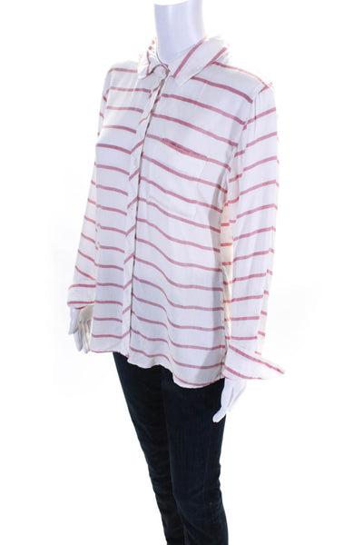 Rails Women's Collared Long Sleeves Button Down Red White Stripe Shirt Size S