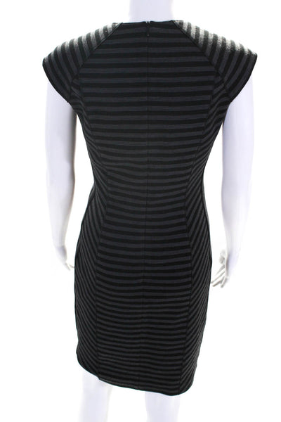 Strenesse Gabriele Strehle Womens V Neck Body Con Dress Black Grey Wool Size 4