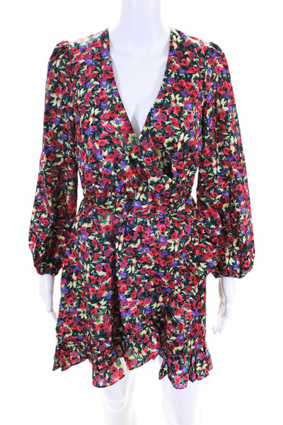 One Pretty Day Womens Floral Print Wrap Dress Multi Colored Size Extra Small