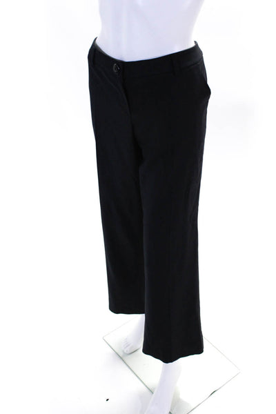 Emporio Armani Womens Wool Flat Front Straight Leg Dress Pants Black Size 12