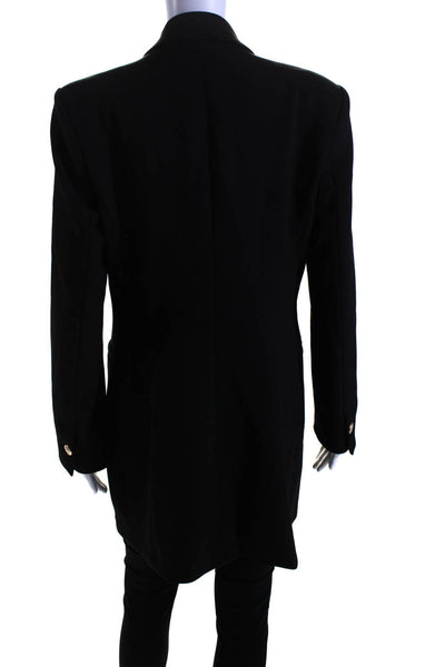 Zara Women's Collared Long Sleeves Lined Button Basic Coat Black Size L