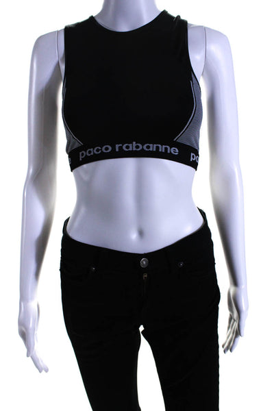 Paco Rabanne Women's Scoop Neck Sleeveless Unlined Sport Bra Black Size S