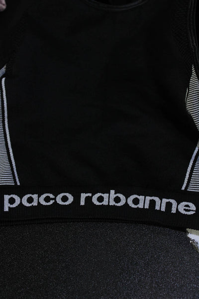 Paco Rabanne Women's Scoop Neck Sleeveless Unlined Sport Bra Black Size S