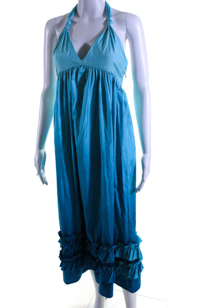 Calypso Christiane Celle Women's V-Neck Halter Ruffle Ombre Maxi Dress Size S