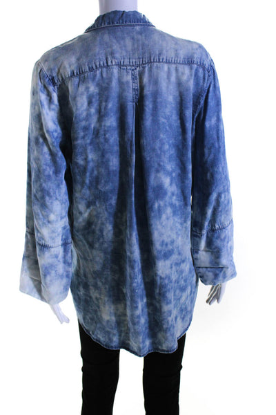 Bella Dahl Women's Collared Long Sleeves Button Down Tie Dye Shirt Size M