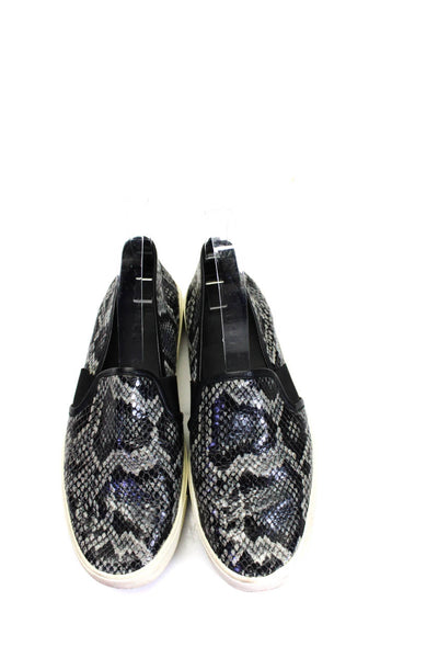 Vince Womens Round Toe Snake Print Leather Rubber Sole Slip-On Shoe Black Size 7