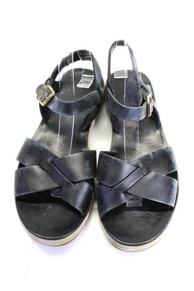 APC Women's Open Toe Strappy Ankle Buckle Rubber Sole Sandals Black Size 7