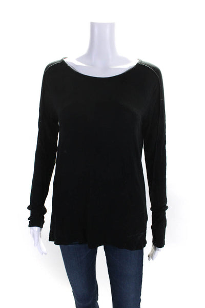 Vince Womens Long Sleeve Scoop Neck Lightweight Shirt Black Size Medium