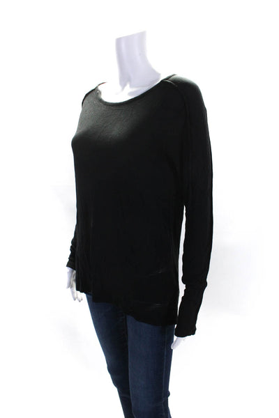 Vince Womens Long Sleeve Scoop Neck Lightweight Shirt Black Size Medium