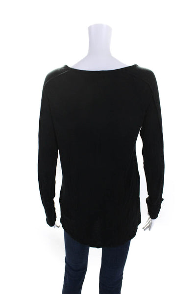 Vince Womens Long Sleeve Scoop Neck Lightweight Shirt Black Size Medium