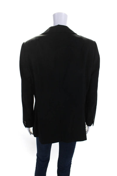 Escada Womens Two Button V Neck Boxy Blazer Jacket Black Wool Size IT 42