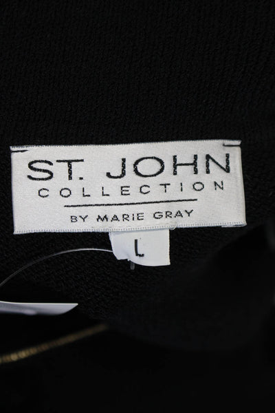 St. John Collection By Marie Gray Womens Zip Up Santana Knit Jacket Black Large