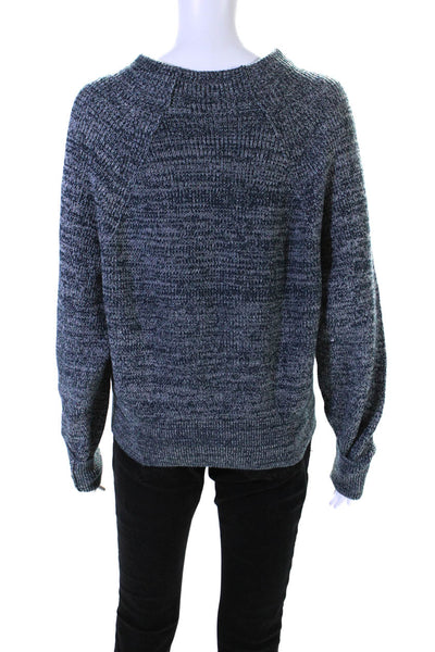 Free People Womens Cotton Knit Long Sleeve Textured Pullover Sweater Blue Size S