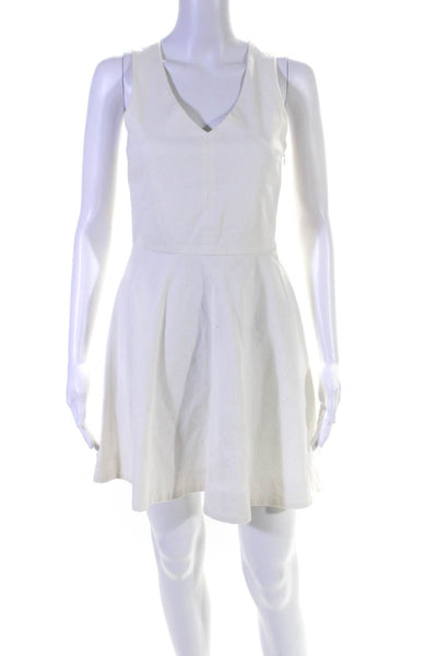 Joie Women's V-Neck Sleeveless A-Line Fit Flare Mini Dress White Size XS