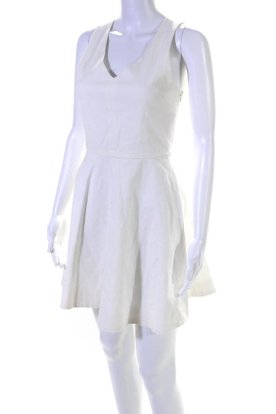 Joie Women's V-Neck Sleeveless A-Line Fit Flare Mini Dress White Size XS