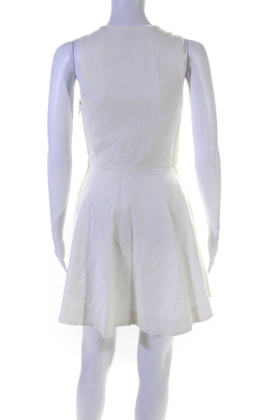 Joie Women's V-Neck Sleeveless A-Line Fit Flare Mini Dress White Size XS