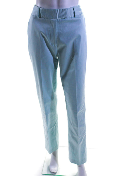 J. Mclaughlin Womens Cotton Hook & Eye Zip Straight Leg Dress Pants Blue Size 2