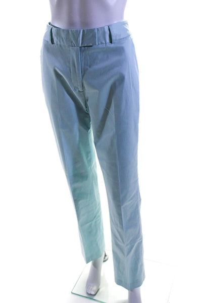 J. Mclaughlin Womens Cotton Hook & Eye Zip Straight Leg Dress Pants Blue Size 2