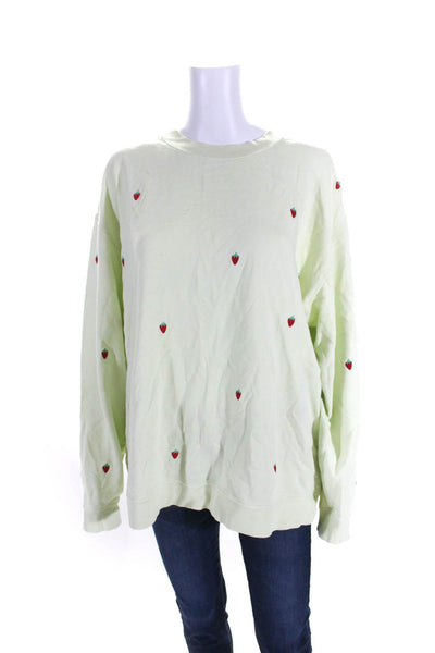 Kate Spade New York Womens Crew Neck Strawberry Sweater Mint Green Size XL