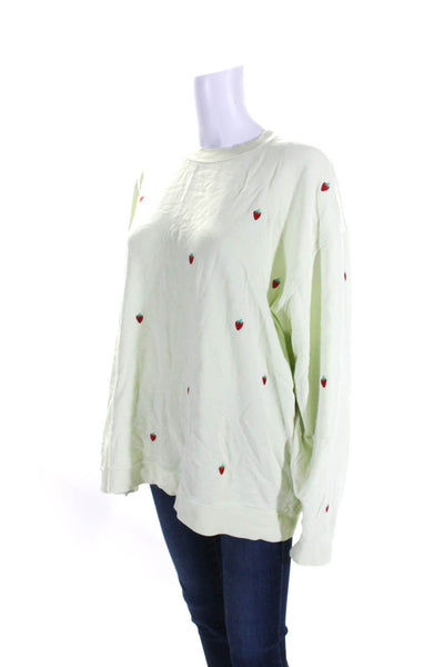 Kate Spade New York Womens Crew Neck Strawberry Sweater Mint Green Size XL