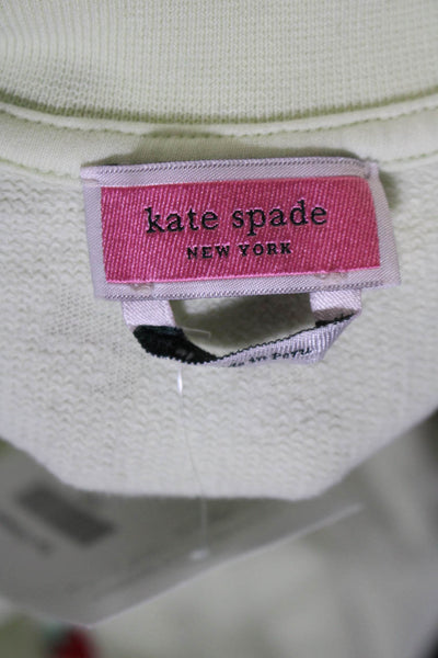 Kate Spade New York Womens Crew Neck Strawberry Sweater Mint Green Size XL