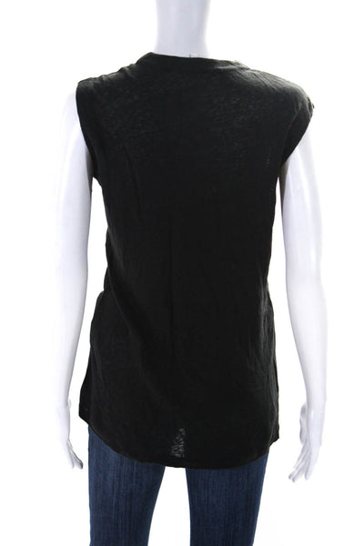 IRO Womens Linen Lace Up Sleeveless Neck Tank Top Black Size Extra Small