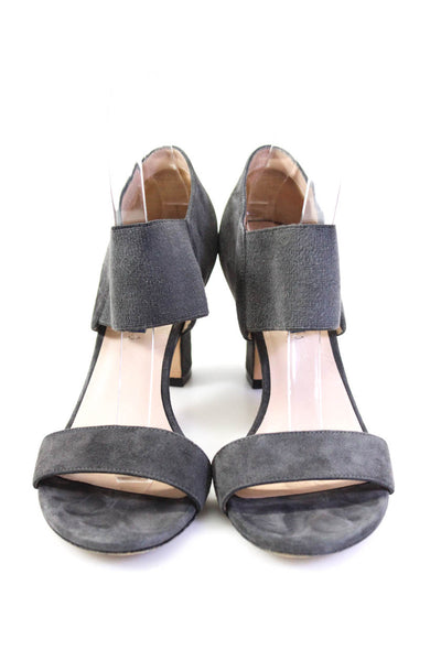 Stuart Weitzman Womens Suede Ankle Strap Slide On Sandal Heels Gray Size 7