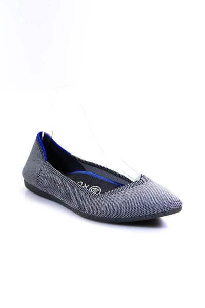 Rothys Womens The Point Textured Knitted Slip-On Flats Birdseye Gray Size 9