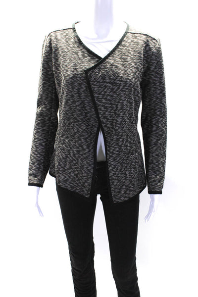 Joe Fresh Womens Cotton Striped Knit Open Front Cardigan Blazer Black Size XS