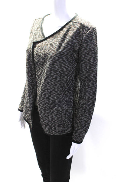 Joe Fresh Womens Cotton Striped Knit Open Front Cardigan Blazer Black Size XS