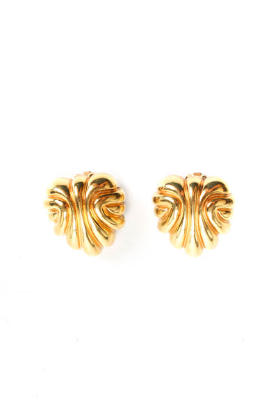 St. John Womens Vintage Gold Tone Swirl Clip On Earrings