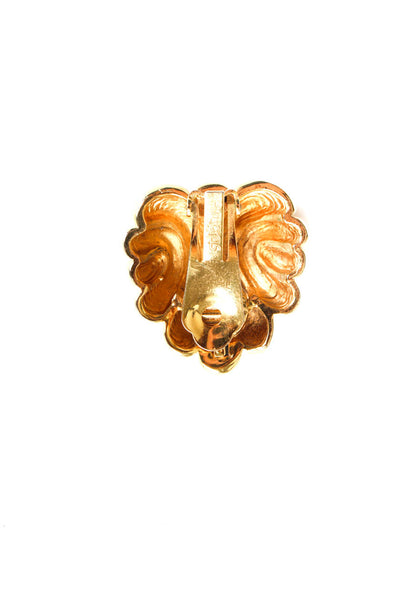 St. John Womens Vintage Gold Tone Swirl Clip On Earrings