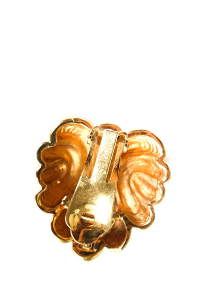 St. John Womens Vintage Gold Tone Swirl Clip On Earrings