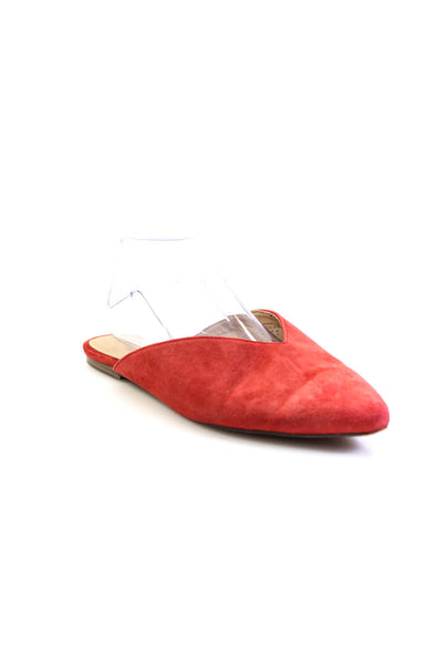 Joes Womens Suede Pointed Toe Slip-On Textured Casual Mules Flats Red Size 10.5