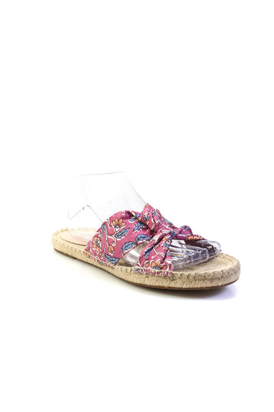 J Crew Womens Floral Print Espadrille Cross Strapped Sandals Pink Size 10.5