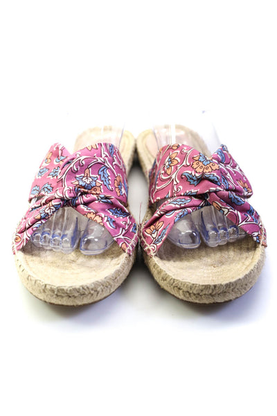 J Crew Womens Floral Print Espadrille Cross Strapped Sandals Pink Size 10.5