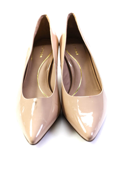 Cole Haan Womens Patent Leather Pointed Toe Stiletto Heels Pumps Beige Size 11