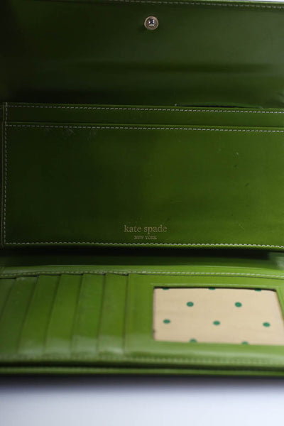 Kate Spade New York Womens Tri Fold Continental Wallet Black Green Leather