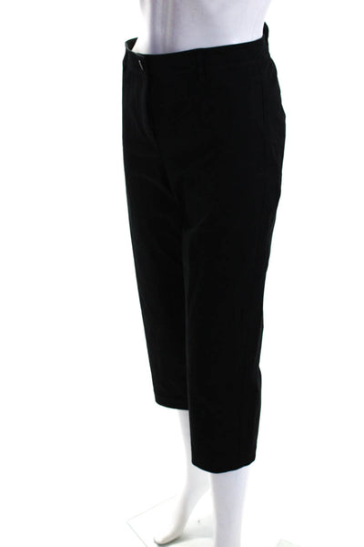 Eileen Fisher Women's Button Closure Flat Front Straight Leg Pant Black Size M